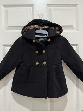 Rothschild Black Removable Hooded Double-Breasted Girl’s Kids Coat in Size 4